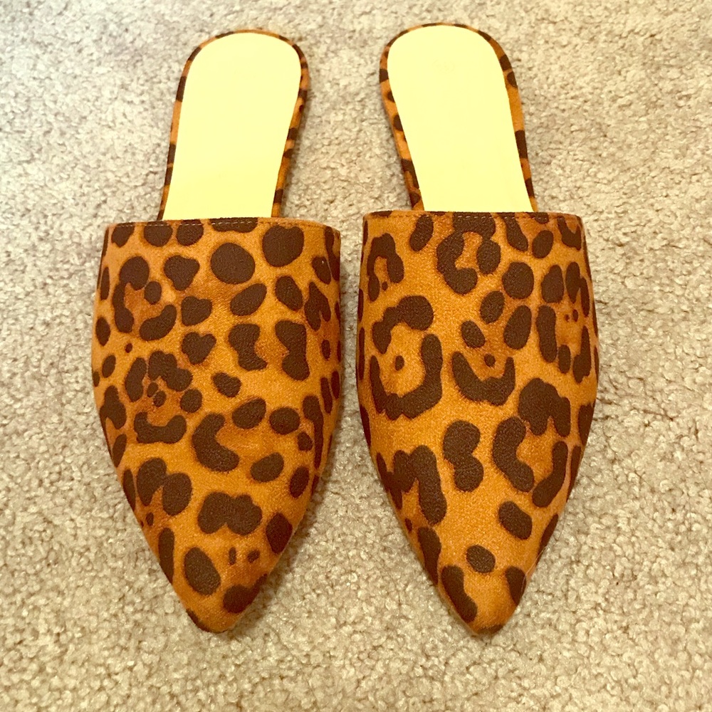Cheetah print mules